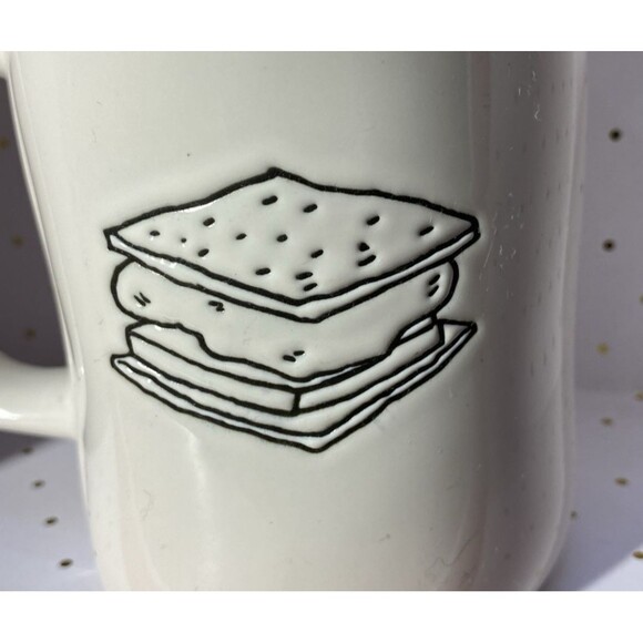 Rae Dunn Artisan Collection GIMME S'MORE Mug White Yellow Double Side Camping - Picture 4 of 8